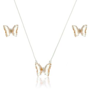 Conjunto Borboleta Morganita Prata
