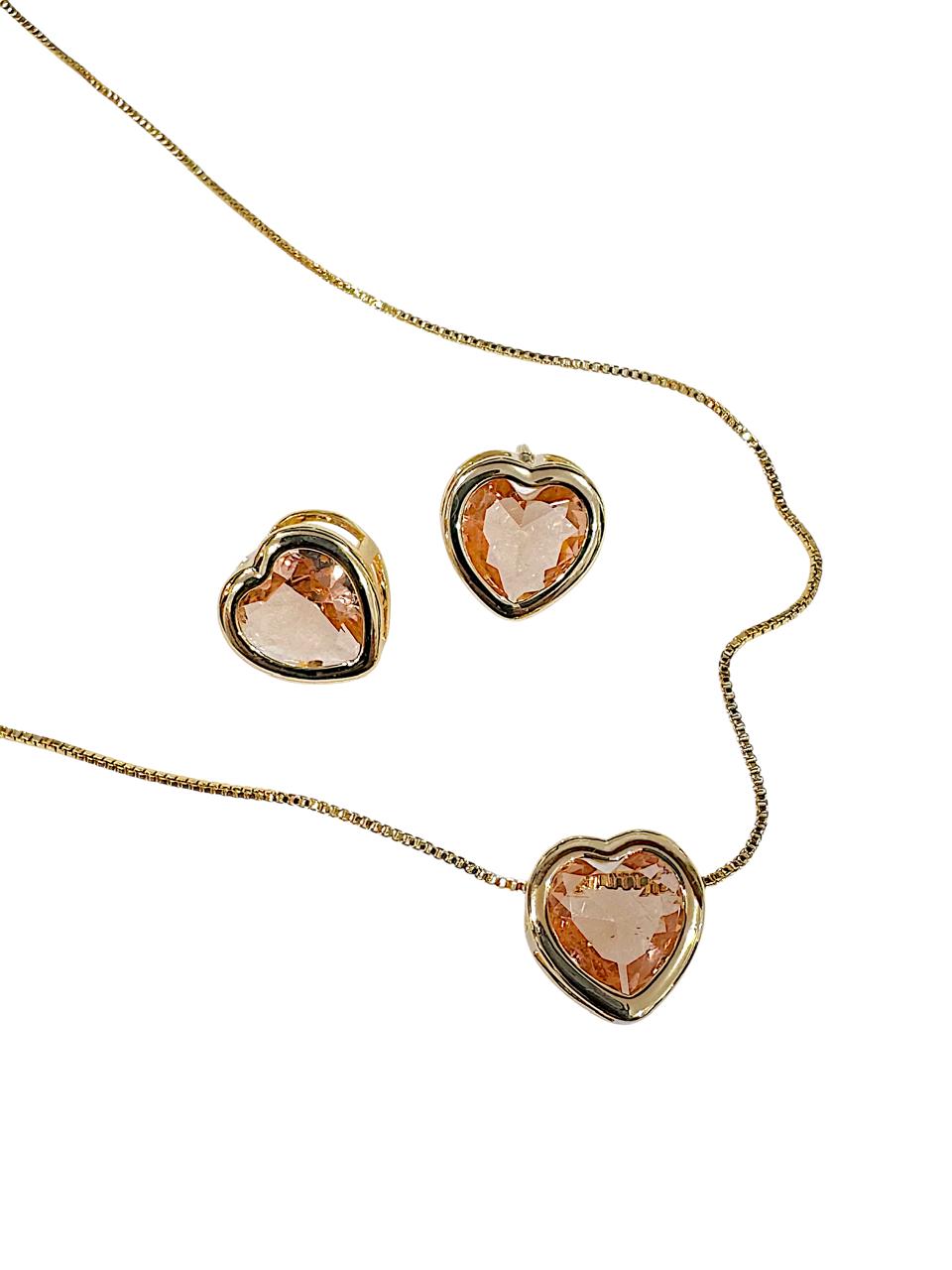 Conjunto Coração Morgonita = Coleção Círculo de Gaia=